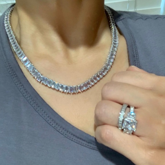 None Jewelry - BREATHTAKING!!! Emerald Cut Tennis Necklace